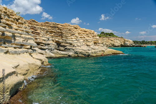Rocky coastline in the Gelsomineto area, near Siracusa, in Sicily