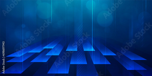 Digital technology futuristic Ai big data blue green background, internet network connection, abstract cyber information communication, science innovation future tech, line dot illustration vector 3d