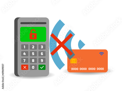 Smart wallet with application for payment by credit and debit card suspect payment danger of attack and loss of money