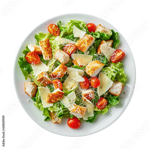 Traditional caesar salad in a white plate