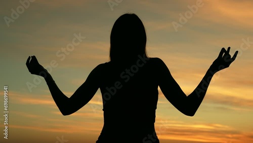 yoga woman relax nature, mood, wellness, silhouette, happy, doing exercises, faith, yoga, meditation, calm healthy young woman breathing, woman doing exercises, performing yoga exercises, unset sky photo