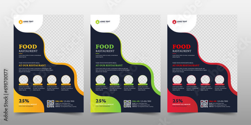 Fast food restaurant menu and flyer poster cover design template