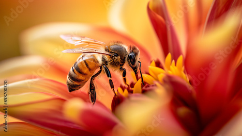 Macro Photograph of a Bee on a Flower