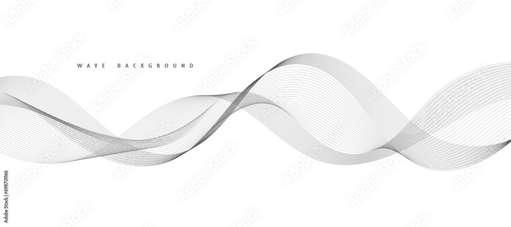 Abstract wave element for design. Digital frequency track equalizer. Stylized line art background. Vector illustration. Wave with lines created using blend tool. Curved wavy line, smooth stripe.