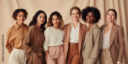 Generative AI image of multiethnic women in a studio setting photo