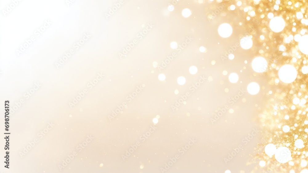 White background with golden sparkling particles and bokeh lights. background with gold foil texture White background with golden sparkling particles and bokeh lights. background with gold foil texture