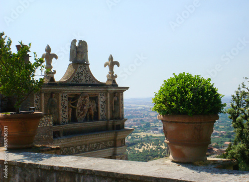 Panoramic view of the city on the sunny day. Tivoli. Italy.