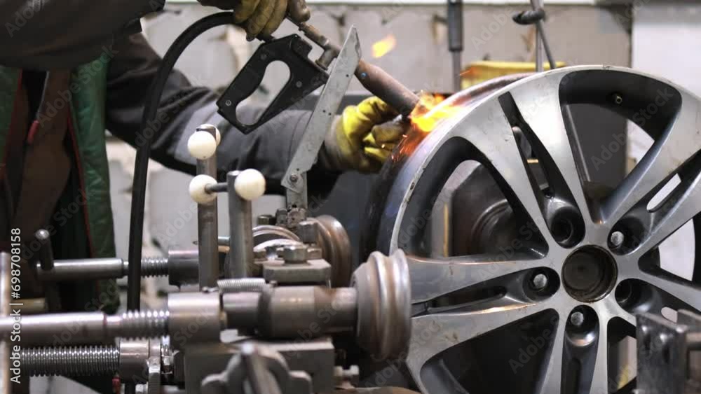 Aligning car rims. Tire service. ONE HUNDRED. Aligning car rims. Tire service. ONE HUNDRED.