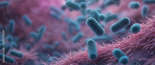 Bacteria under a microscope photo