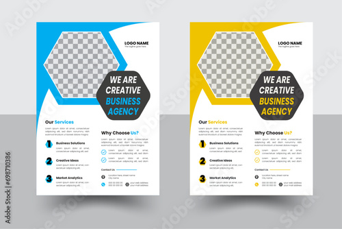 a bundle of 2 templates of different colors a4 flyer template, modern business flyer template, 
abstract business flyer and creative design, IT company flyer and editable vector template design .