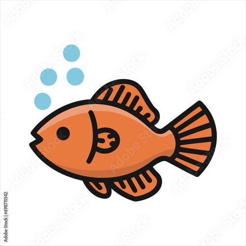 cute Fighting Fish simple minimalism flat color 