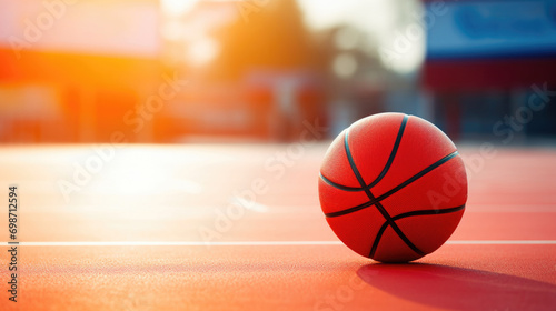 A basketball ball sitting on top of a basketball court