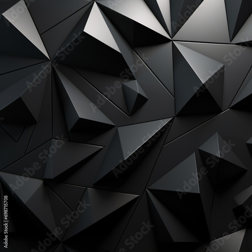 Explore the modern and sophisticated aesthetics of a black triangular abstract background featuring a grunge surface in this 3D rendering.