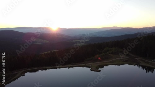 Sonnenuntergang am Hebalmsee, Steiermark, Österreich photo