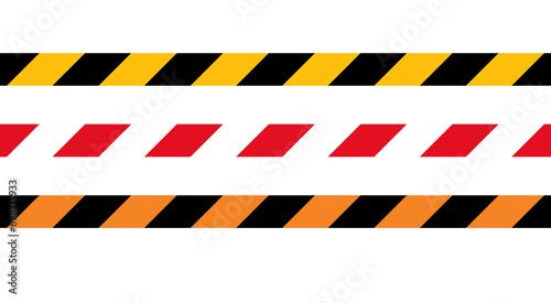 Caution Tape Set. for Warning and Danger Signs. Yellow and Black,Red and White, Orange and Black