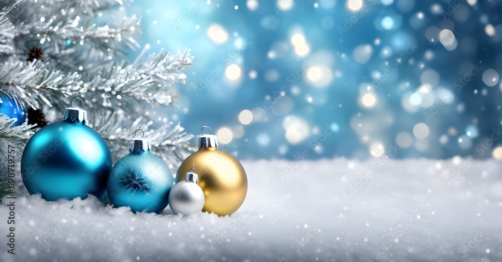 Holiday background christmas balls on snow Holiday background christmas balls on snow