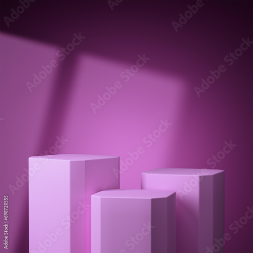 3D pink realistic stand podium set background. Mockup product display