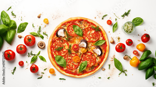 Italian pizza on white background. Top View