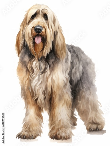 Rugged Otterhound in Watercolor on White Background AI Generated © Alex
