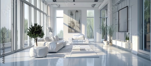 Living room interior featuring white furniture snippets. © AkuAku