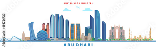 abu dhabi  landmarks united arab emirates vector illustration city
