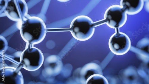 Molecular structure on a blue background