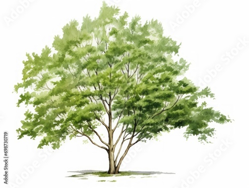 Minimalistic Superb Watercolor Illustration of American Basswood Tree AI Generated