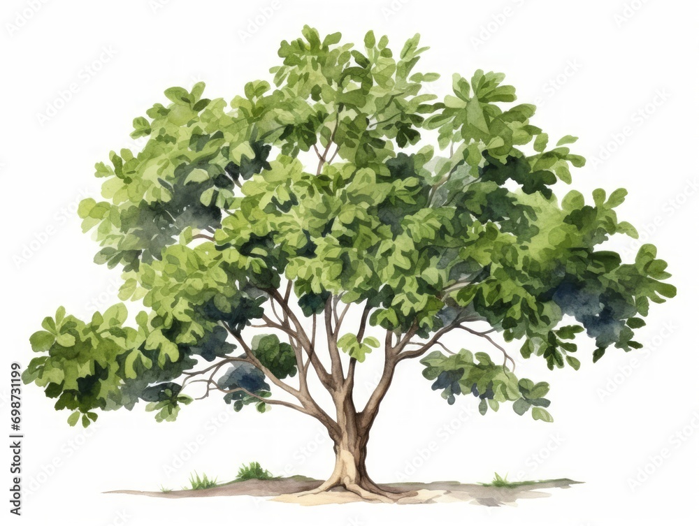 Minimalistic Superb Watercolor Illustration of Fig Tree AI Generated