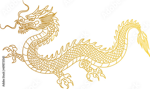 Chinese New Year dragon line art style, vector Lunar New Year, traditional dragon illustration, Asian culture, celebration, festival, Chinese zodiac, cultural symbol, oriental design, zodiac animal photo