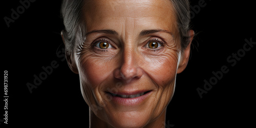 Close up. Beautiful woman face. Healthy skin care. Beautiful woman. 55 years