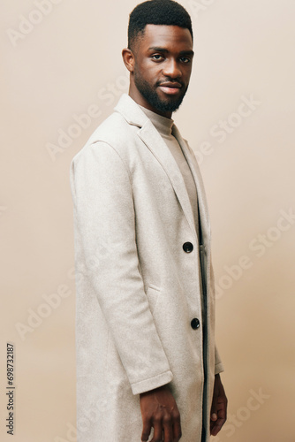 man african american black attractive guy beige one portrait young background african american