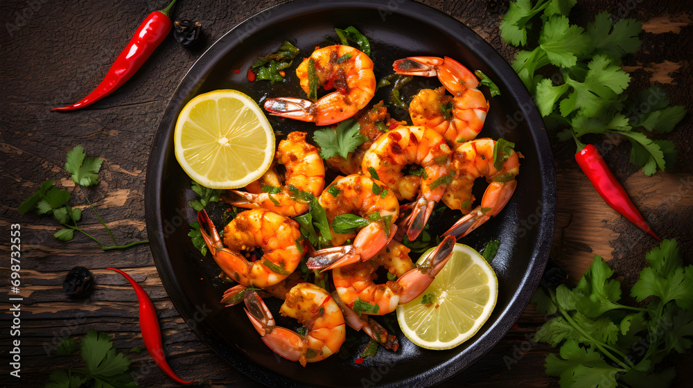 Fried shrimp on a dark background Fried shrimp on a dark background