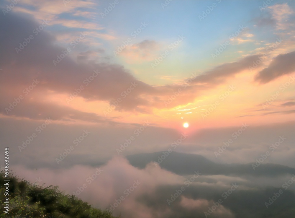 Cloudscape/Clouds over the mountains, landscape/view photography. Ideal for wallpaper/design background.