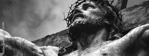 Jesus Christ, monument, statue. Christ crowned with thorns, Good Friday.
