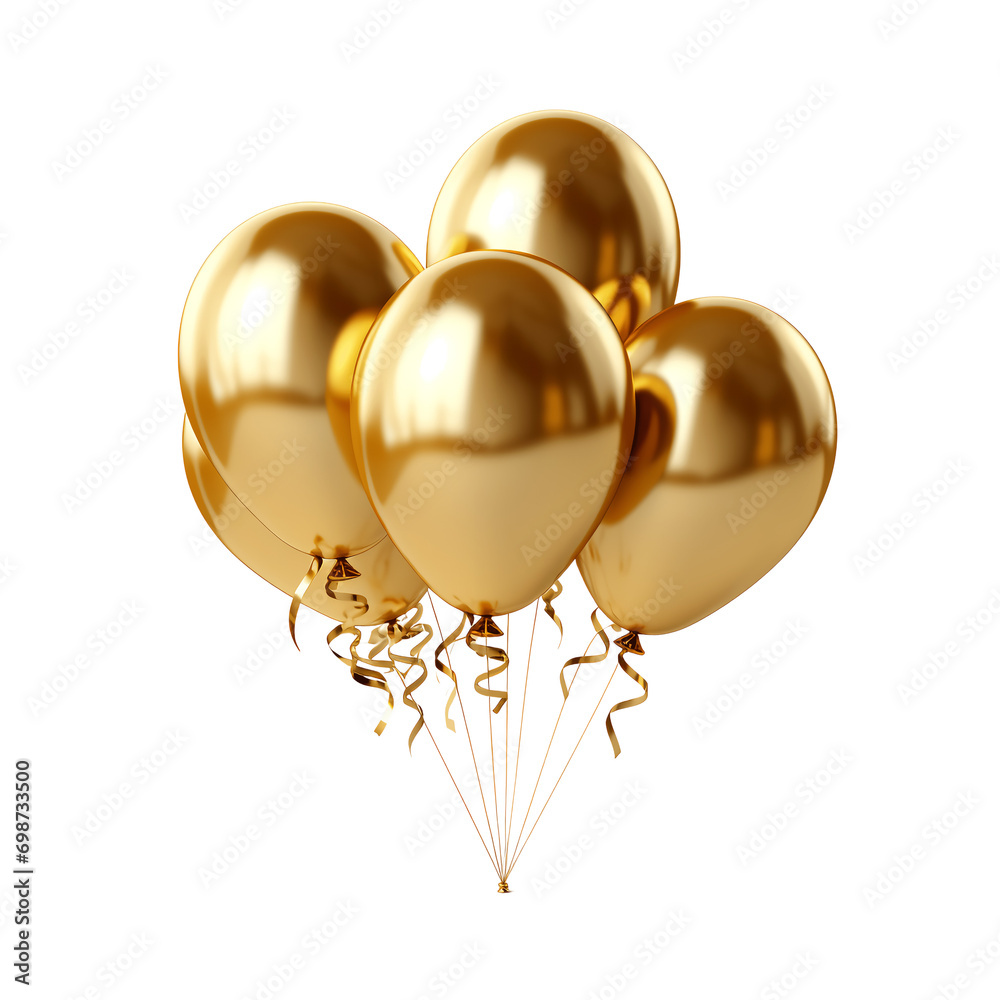 golden party balloons, on an isolated background, birthday, valentine's day, mother's day golden party balloons, on an isolated background, birthday, valentine's day, mother's day