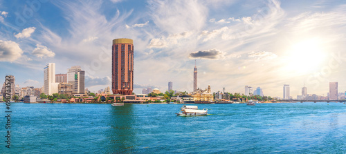 Obraz na płótnie Nile and Gezira island view, beautiful panorama of Cairo downtown, Egypt w salonie