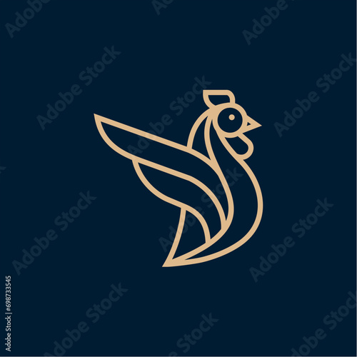 Rooster chicken farm logo icon design template premium vector