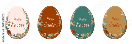 easter eggs. Easter eggs with flowers. Easter set