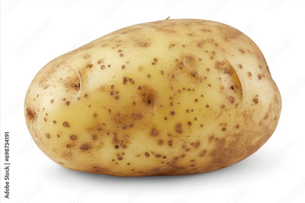 Fresh and organic uncooked potato on white background for advertisements and packaging Fresh and organic uncooked potato on white background for advertisements and packaging