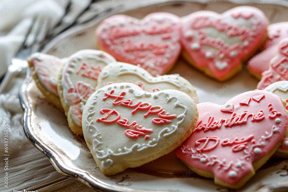 heart-shaped cookies adorned with the words heart-shaped cookies adorned with the words