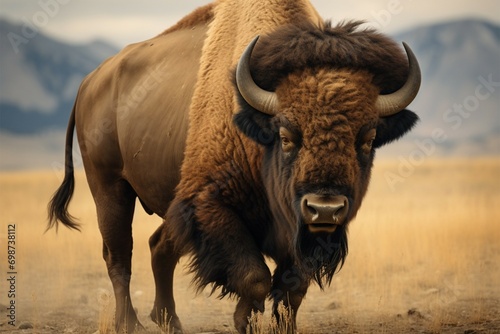 Iconic buffalo of the USA, the American bison reigns as a magnificent, formidable creature