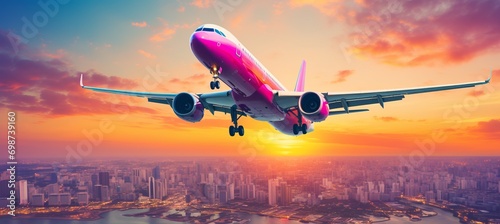 Enchanting blurred bokeh effect with airplane windows and vibrant travel imagery in airport scene