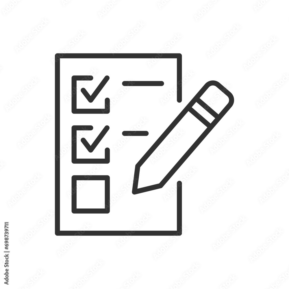 Checklist checkboxes, linear icon. Line with editable stroke Checklist checkboxes, linear icon. Line with editable stroke