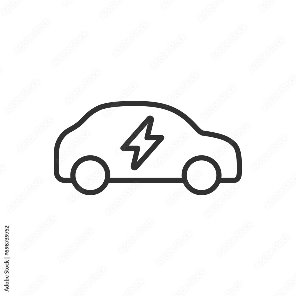Electric car, linear icon. Line with editable stroke Electric car, linear icon. Line with editable stroke