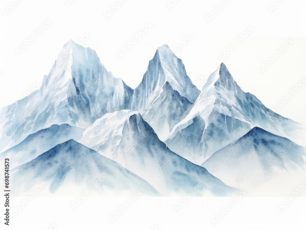 Watercolor mountain landscape. Hand-drawn illustration for your design. Generative AI
