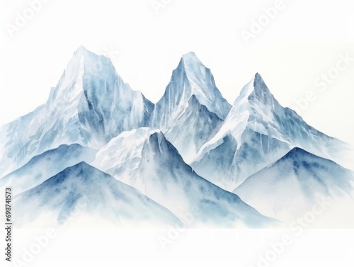 Watercolor mountain landscape. Hand-drawn illustration for your design. Generative AI