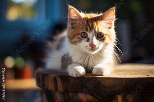 Kitty cuteness Young kitten with red and white colors and blue eyes © Jawed Gfx