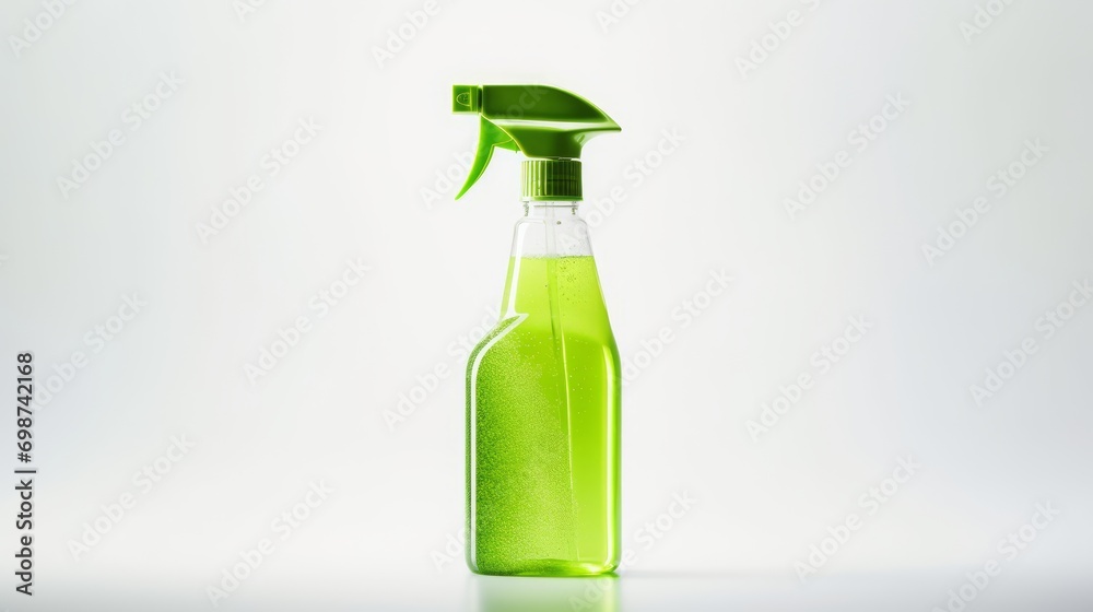 cleaning product green bottle on white background. cleaning product green bottle on white background.