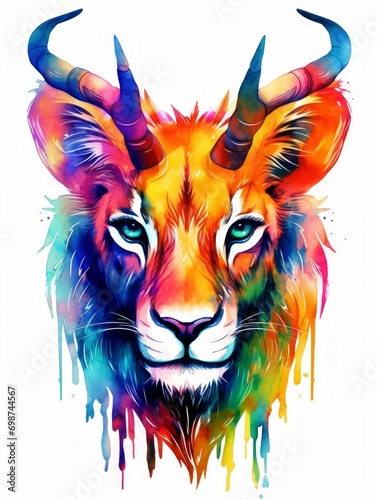 Vibrant and Colorful Animal Portrait Poster AI Generated © Alex