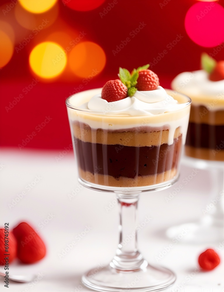Pudding. Bokeh background. AI generated illustration Pudding. Bokeh background. AI generated illustration
